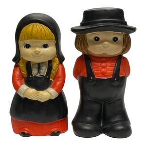 Vintage Hand Painted Ceramic Amish Boy Girl Banks by Wales Made in Japan A1091